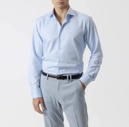 CAMISA TWILL VESTIR CELESTE