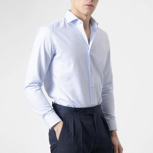 CAMISA VESTIR PATA DE GALLO CELESTE