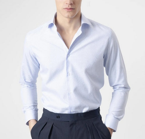 CAMISA VESTIR PATA DE GALLO CELESTE
