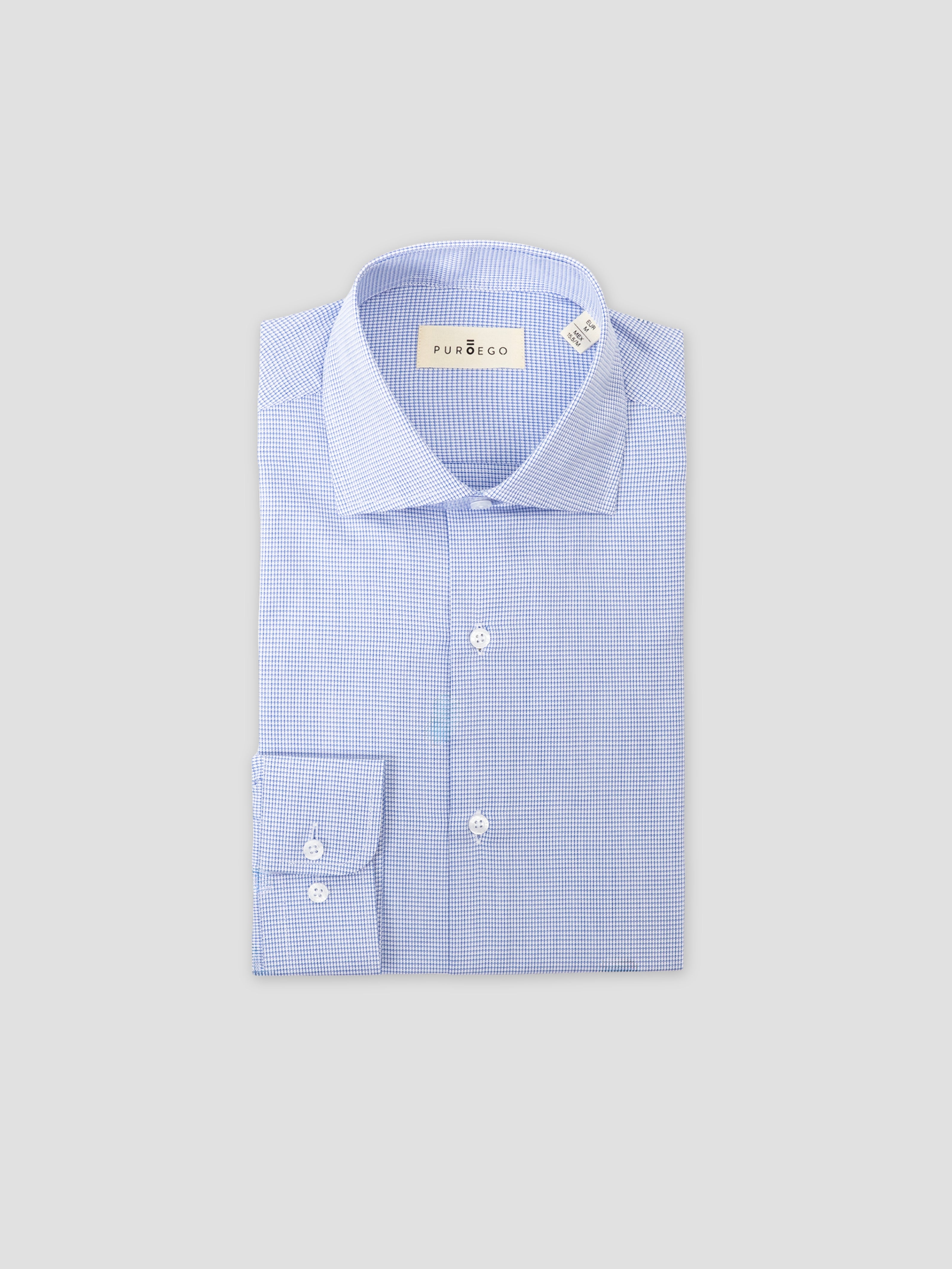 CAMISA VESTIR PATA DE GALLO CELESTE
