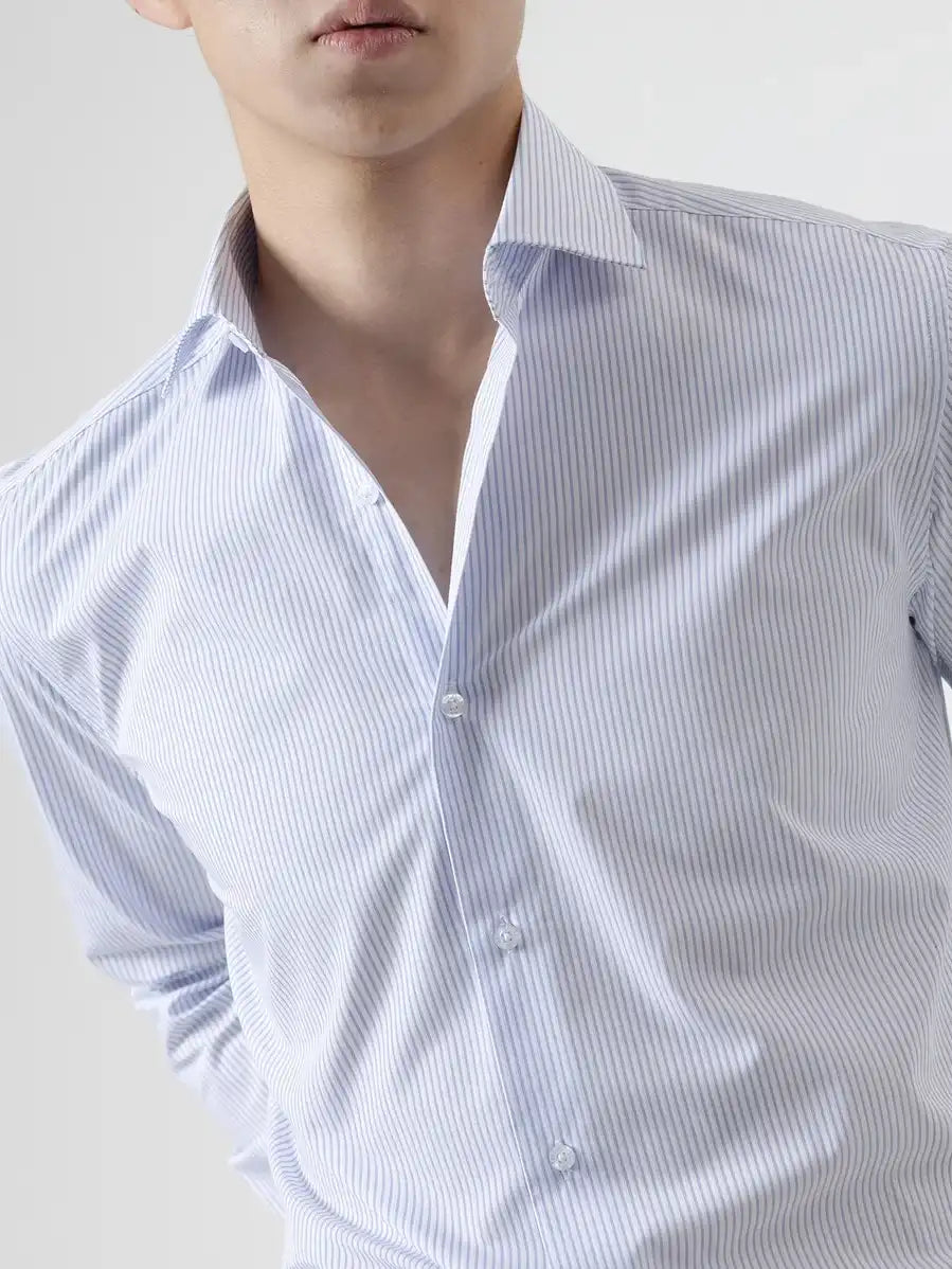 CAMISA VESTIR MIL RAYAS AZUL