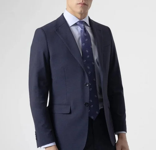 TRAJE MICRO CUADRO MARINO